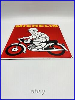 Vintage Michelin Motorcycle Tires Porcelain Enamel Dealership Retro Sign