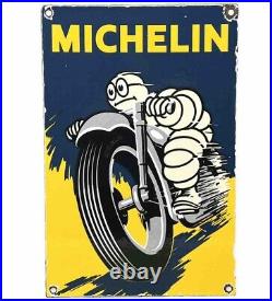 Vintage Michelin Motorcycle Tires Porcelain Sign Gas Oil Continental Good Year