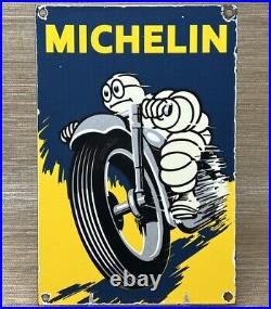 Vintage Michelin Motorcycle Tires Porcelain Sign Gas Oil Continental Good Year