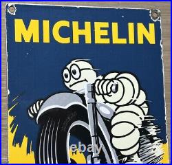 Vintage Michelin Motorcycle Tires Porcelain Sign Gas Oil Continental Good Year