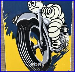 Vintage Michelin Motorcycle Tires Porcelain Sign Gas Oil Continental Good Year