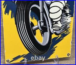 Vintage Michelin Motorcycle Tires Porcelain Sign Gas Oil Continental Good Year