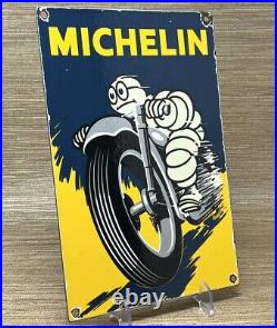 Vintage Michelin Motorcycle Tires Porcelain Sign Gas Oil Continental Good Year