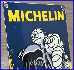 Vintage Michelin Motorcycle Tires Porcelain Sign Gas Oil Continental Good Year