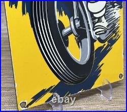 Vintage Michelin Motorcycle Tires Porcelain Sign Gas Oil Continental Good Year