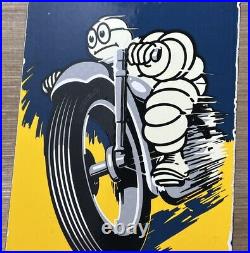 Vintage Michelin Motorcycle Tires Porcelain Sign Gas Oil Continental Good Year