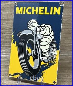 Vintage Michelin Motorcycle Tires Porcelain Sign Gas Oil Continental Good Year