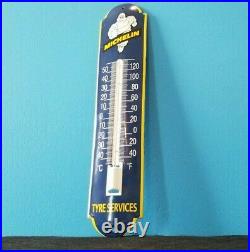 Vintage Michelin Porcelain Auto Gas Tires Bibendum Ad Sign Service Thermometer