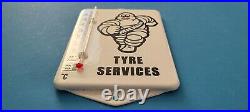 Vintage Michelin Porcelain Auto Gas Tires Bibendum Ad Sign Service Thermometer