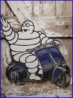 Vintage Michelin Porcelain Sign 31 Tire Man Diecut Automobile Truck Car Parts