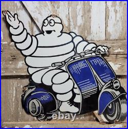 Vintage Michelin Porcelain Sign 31 Tire Man Diecut Automobile Truck Car Parts