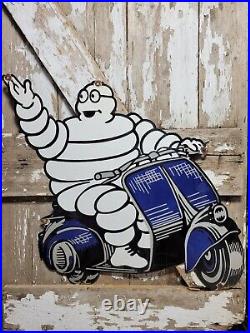 Vintage Michelin Porcelain Sign 31 Tire Man Diecut Automobile Truck Car Parts