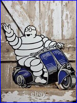 Vintage Michelin Porcelain Sign 31 Tire Man Diecut Automobile Truck Car Parts