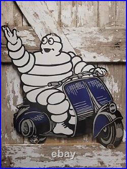 Vintage Michelin Porcelain Sign 31 Tire Man Diecut Automobile Truck Car Parts