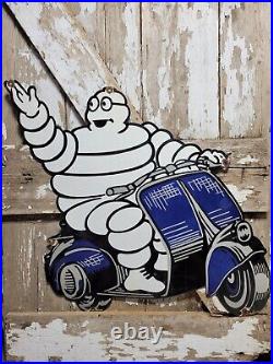 Vintage Michelin Porcelain Sign 31 Tire Man Diecut Automobile Truck Car Parts