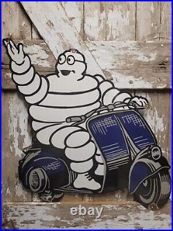 Vintage Michelin Porcelain Sign 31 Tire Man Diecut Automobile Truck Car Parts