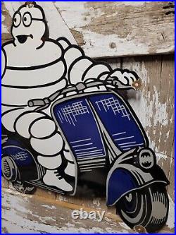 Vintage Michelin Porcelain Sign 31 Tire Man Diecut Automobile Truck Car Parts