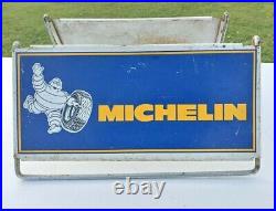 Vintage Michelin Tire Metal Stand Display Double-Sided Sign RARE