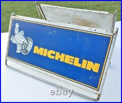 Vintage Michelin Tire Metal Stand Display Double-Sided Sign RARE