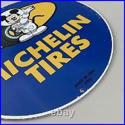 Vintage Michelin Tire Porcelain Sign Gas Oil Auto Repair Service Shop Pump Plate