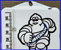 Vintage Michelin Tire Porcelain Thermometer Motor Oil Service Station Pump Plate