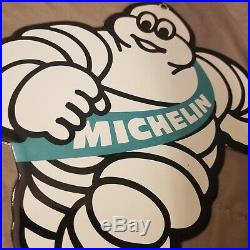 Vintage Michelin Tires Bibendum Man 9 Porcelain Metal Tire, Gasoline Oil Sign