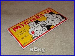 Vintage Michelin Tires Bibendum Man Cut 8 Porcelain Metal Gasoline & Oil Sign