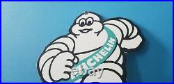 Vintage Michelin Tires Bibendum Man Porcelain Gasoline Door Push Sales Auto Sign