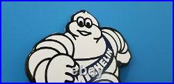 Vintage Michelin Tires Bibendum Man Porcelain Gasoline Oil Service Sign