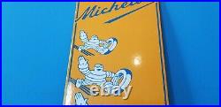 Vintage Michelin Tires Bibendum Man Porcelain Gasoline Oil Service Station Sign