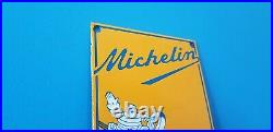 Vintage Michelin Tires Bibendum Man Porcelain Gasoline Oil Service Station Sign