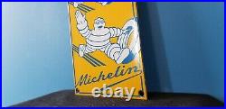 Vintage Michelin Tires Bibendum Man Porcelain Gasoline Oil Service Station Sign