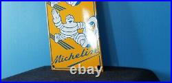 Vintage Michelin Tires Bibendum Man Porcelain Gasoline Oil Service Station Sign