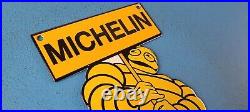 Vintage Michelin Tires Bibendum Man Porcelain Gasoline Sales Auto Pump Sign