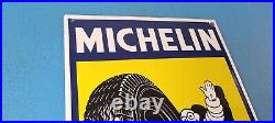 Vintage Michelin Tires Bibendum Man Porcelain Gasoline Sales Auto Pump Sign