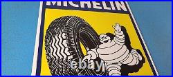 Vintage Michelin Tires Bibendum Man Porcelain Gasoline Sales Auto Pump Sign