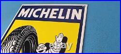 Vintage Michelin Tires Bibendum Man Porcelain Gasoline Sales Auto Pump Sign