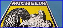 Vintage Michelin Tires Bibendum Man Porcelain Gasoline Sales Auto Pump Sign