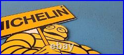 Vintage Michelin Tires Bibendum Man Porcelain Gasoline Sales Auto Pump Sign