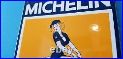 Vintage Michelin Tires Bibendum Porcelain Gas Auto Mechanic Service Station Sign