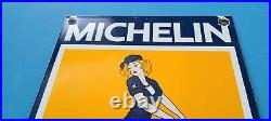 Vintage Michelin Tires Bibendum Porcelain Gas Auto Mechanic Service Station Sign