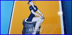 Vintage Michelin Tires Bibendum Porcelain Gas Auto Mechanic Service Station Sign