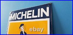 Vintage Michelin Tires Bibendum Porcelain Gas Auto Mechanic Service Station Sign