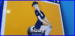 Vintage Michelin Tires Bibendum Porcelain Gas Pin Up Girl Service Station Sign
