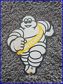 Vintage Michelin Tires Bibendum Sign Gas Pump Automobile Tires Service Sign