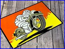 Vintage Michelin Tires Bibendum Tire Man Motorcycle 12 Metal Gasoline Oil Sign