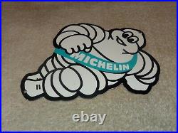 Vintage Michelin Tires Die-cut Bibendum Man 9 Porcelain Metal Gasoline Oil Sign