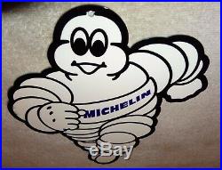 Vintage Michelin Tires Die-cut Man 12 Metal Tire Gasoline & Oil Sign Pump Plate