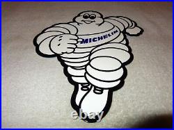Vintage Michelin Tires Die-cut Man 12 Metal Tire Gasoline & Oil Sign Pump Plate