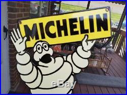 Vintage Michelin Tires Diecut Bibendum Man 20 Porcelain Metal Gasoline Oil Sign